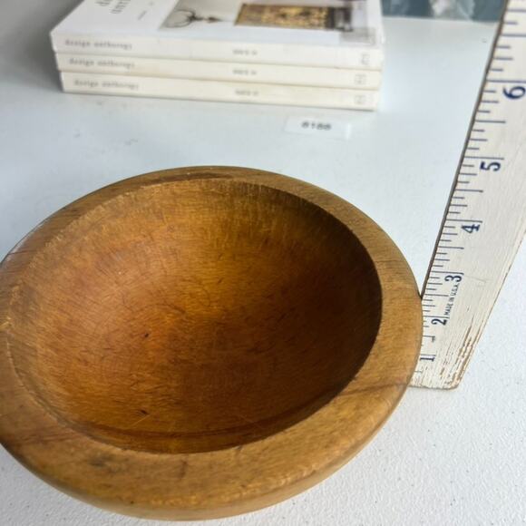 Thick Primitive Hand-Turned Wooden Dough Bowl Rustic Country Decor 7" - Picture 6 of 10